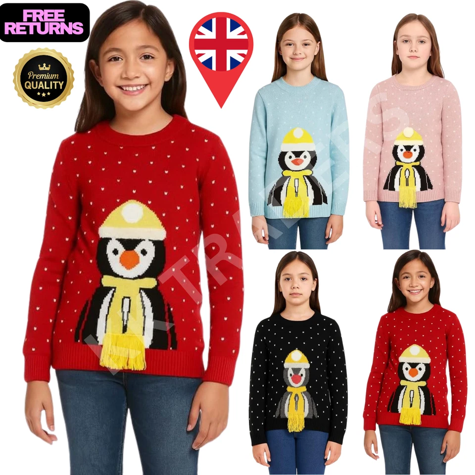 KK TRADERS Kids Boys Girls Children Unisex XMAS Christmas Jumpers Knitted Reindeer Rudolph
