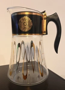 Jarra jarra de vidrio colonia vintage negra y dorada diseño David Douglas 8,5" de alto - Imagen 1 de 6