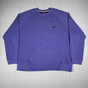 Nike Tech Fleece Crewneck Sweatshirt Men’s Sz 3XLarge Purple Pocket Pullover - Picture 1 of 8