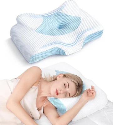 Osteo Cervical Pillow Neck Pain Relief Hollow Design Memory Foam, Blue, Standard - Image 1 of 4