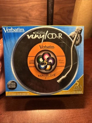Verbatim Digital Vinyl CD-R 5 Packs 80 min 70MB 5 Colors w/ Cases Blank Media - Image 1 of 4