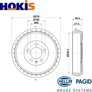 2x BRAKE DRUM 8DT 355 303-251 FOR VW TAIGOT-CROSSPOLOVI SEAT ARONAIBIZAV 1.0L - Picture 1 of 8