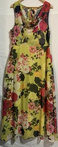 Dorothy Perkins lemon green mix floral summer casual long maxi dress size 18 - Picture 1 of 13