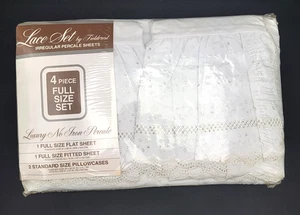NOS Fieldcrest Luxury - set pizzo - full size 4 pezzi - lusso senza ferro percalle - Foto 1 di 5