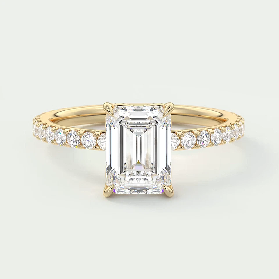 Wedding Setting Semi Mount Ring 14k Yellow Gold Diamond Emerald 0.50 Carat Solid - Image 1 of 4