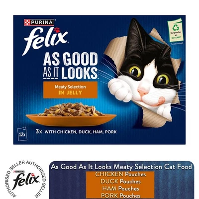 Felix As Good As It Looks Wet Adult Cat Food Meaty Selection In Jelly-Multipacks