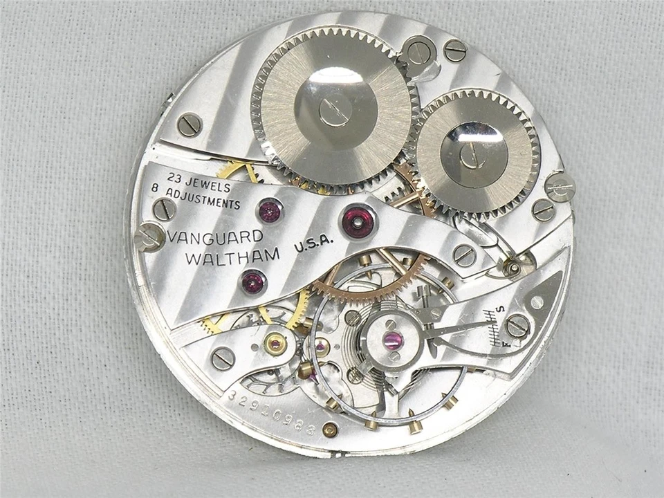 16S WALTHAM VANGUARD 23 JEWEL RAILROAD POCKET WATCH MOVEMENT & DIAL, RUNNING! - Image 1 of 4