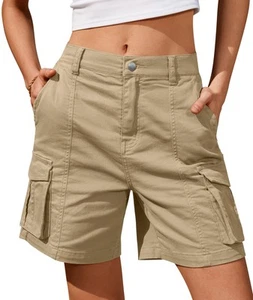 IVIR Cargo Shorts Women Bermuda Knee Length 7 Inch Inseam Long Shorts Elastic... - Picture 1 of 6