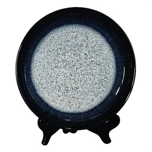 Denby Langley England HALO Black White Speckled Coupe Dinner Plate - Picture 1 of 6