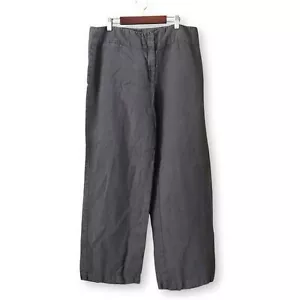 Eileen Fisher graue Leinenhose weites Bein Größe 16 klassisch neutral Lagenlook - Bild 1 von 5