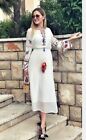 Zara Long Embroidered Dress Kimono Tunic Maxikleid Kleid Tunika Stickerei S M