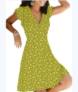 Womens Floral Summer Beach Sun Dress Ladies Short Sleeve Holiday Midi Dress Size - Picture 1 of 2