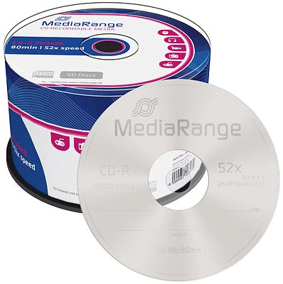 50 MediaRange CD-R 700Mb 80Min 52x Rohlinge Cakebox 50er Spindel - Bild 1 von 3