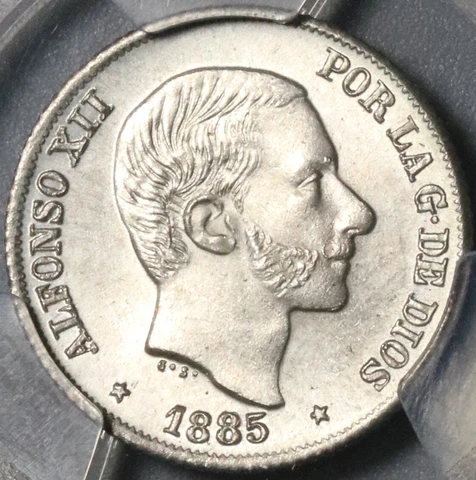 1885 PCGS MS 65 Philippines 10 Centimos Silver Spain Colony GEM Coin (21070601C) Cover