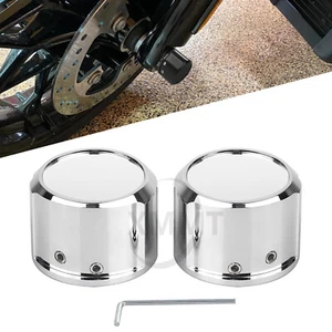 Chrome Front Axle Nut Cover Kit For Harley Dyna Electra Glide Road King CVO FLHR - Picture 1 of 12