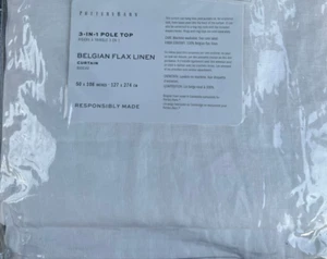 Pottery Barn Belgischer Flachs Leinen Vorhang 50x108 Ungefüttert Weiß - Bild 1 von 1
