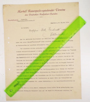 Dokument Kartell Rasenpolo spielender Verein Radfahrer Bund Magdeburg 1910 - Bild 1 von 3
