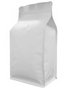 BOLSA BLANCA MATE DE PIE CON CREMALLERA LATERAL INFERIOR PLANA BOLSAS DE SELLO TÉRMICO - Imagen 1 de 7