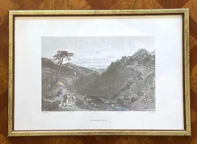 Village Of Eden Líbano WH Bartlett Antiguo Siglo XIX Grabado Coloreado a Mano Foto 1 de 4