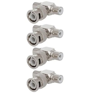 4 Pcs BNC Male to 2-RCA Female Coax Coaxial Video Adapter Connector CCTV Camera - Picture 1 of 2