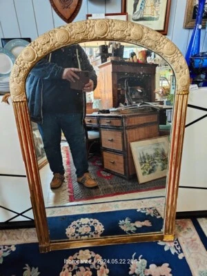 ANCIEN MIROIR ARGENT ART DECO MOTIFS DE ROSES TAILLE 113 X 76 CM - Photo 1/4