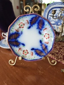7.5" Flow Blue Gaudy Welsh Plate Copper Lusterware - Picture 1 of 10