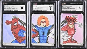 Marvel Sketch 3 Card Puzzle 1/1 - Spider-Man, Spiderling - Matthew Lopez - CGC 8 - Picture 1 of 7