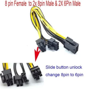 50pcs PCI-e 8pin to Dual PCIe 8pin-2x(6+2pin) Graphics Video Card Power Cable - Picture 1 of 1