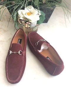 MASIMO New York Mens Burgundy Suede Leather Casual Driver Moccasins Shoes Sz 8.5 - Picture 1 of 10