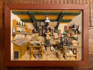 3D Bild Gutenberg Druckerei Diorama Buchbinderei Wandbild Miniaturbild Holz - Bild 1 von 8