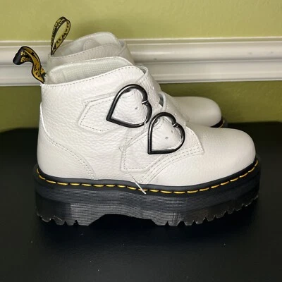 Dr Martens Devon сердце кожаный платформе пряжки ботинки женщин США 5 белый новый $180 - Изображение 1 из 4