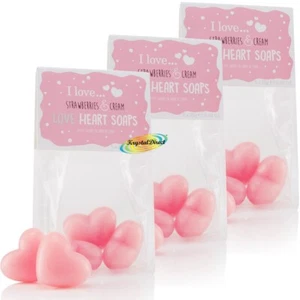 3x I Love Strawberries & Cream Love Heart 5 Soaps Xmas Gift Stocking Filler - Picture 1 of 1