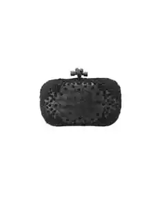 Bottega Veneta Black Knot Leather Intrecciato Clutch w/detail - Picture 1 of 6