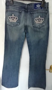 Victoria Beckham Rock & Republic 32 Boot Cut Jeans Made in USA Crown Pockets Y2K - Picture 1 of 13