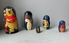 Winnie the Pooh ~ 7” Nesting Dolls ~ Hand Painted ~ Matryoshka ~ 5 Pieces