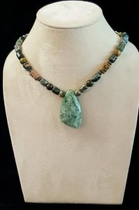 Halskette Moosachat Focal Anhänger Ozean Jaspis 925 Silber Top 4 Muttertag - Bild 1 von 3