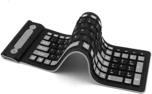 Wireless Silicone Keyboard Foldable Rollup Flexible Keyboard Full Size 107 Keys  - Picture 1 of 12