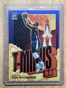 Zion Williamson - 2021-22 Donruss Optic T-Minus 321 Purple Prizm Pelicans #1 - Picture 1 of 2