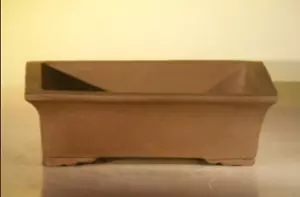 Tan Unglazed Rectangle Ceramic Bonsai Pot OD 10"x7.875"x3.125" Flower Pot - Picture 1 of 1