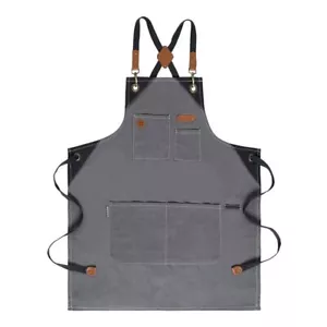 100% Cotton Canvas Apron Cross Back Heavy Duty Adjustable Multifunctional Wor... - Picture 1 of 7