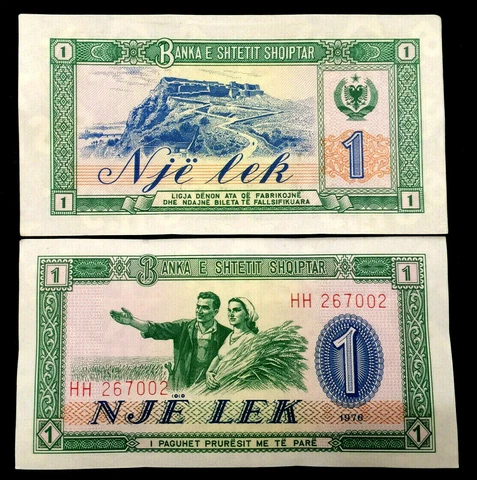 Albania 1 Leke 1976 Banknote World Paper Money UNC Currency Bill Note Cover