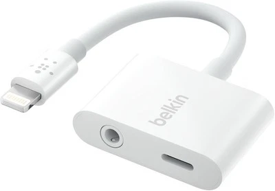 Original Belkin 3.5mm Audio + Charge Audio Adapter for iPhone 14 13 12 11 X - Image 1 of 4
