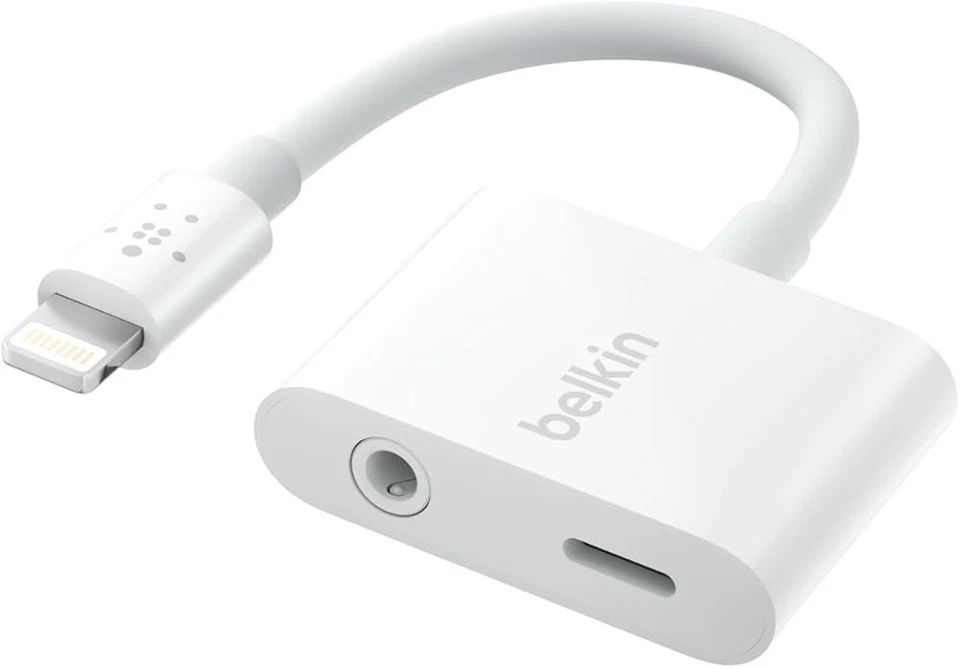 Original Belkin 3.5mm Audio + Charge Audio Adapter for iPhone 14 13 12 11 X - Image 1 of 4