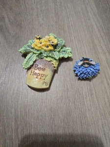 2 magentes vintage 1999 M. Bastin flor y abeja 3" y 1"  - Imagen 1 de 6