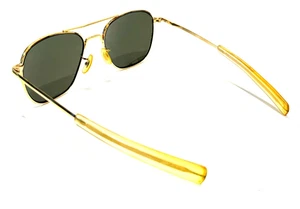 Vintage Sonnenbrille goldfarbenes Gestell AO American Optical Pilot schwarze Gläser *3,4t2 - Bild 1 von 11