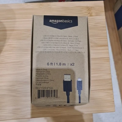 AmazonBasics USB 2.0 A-Male to Micro B Cable  - Black (Pack of 2) - Image 1 of 2