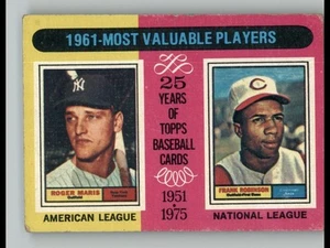 1975 Topps Mini #199 1961 MVP (Roger Maris / Frank Robinson) - Foto 1 di 2