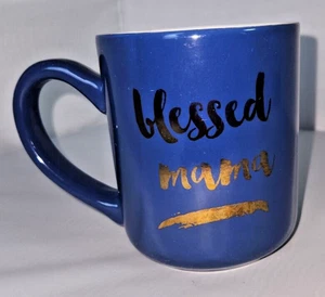 Tazza da caffè in ceramica, Blessed Mama, blu e oro - Foto 1 di 9