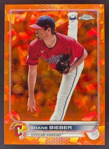 2022 Topps Chrome Sapphire Shane Bieber arancione /25 #21 Guardiani - Foto 1 di 10