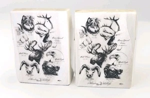 2 Alaskan Wildlife Marble Bookends Artist BILL DEVINE Eagle Moose Bear Wolf - Picture 1 of 7